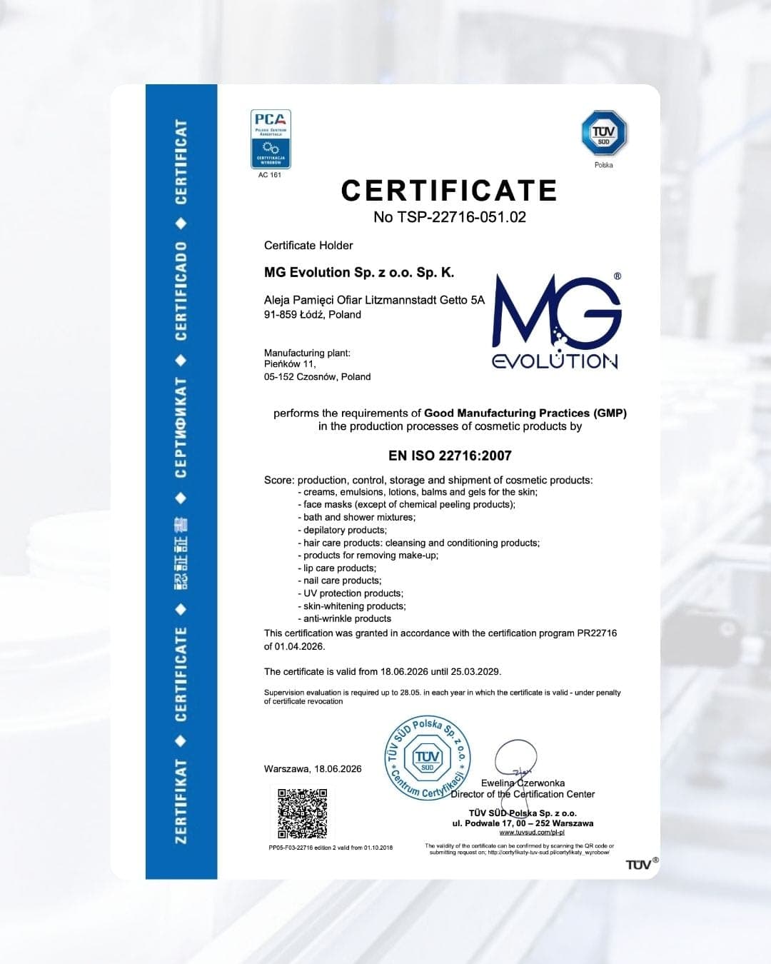 MG Evolution Reaffirms Compliance with ISO 22716 (GMP) – What Does It Mean for Cosmetic Brands?